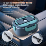 Electric Lunch Box, 1.5L Food Heater for Daily Office Use & Travel, Portable Food Warmer, Stainless Steel Container, Reheat in 30 Min, Leak-Proof, Detachable Cord, 2 Compartment - Image 4